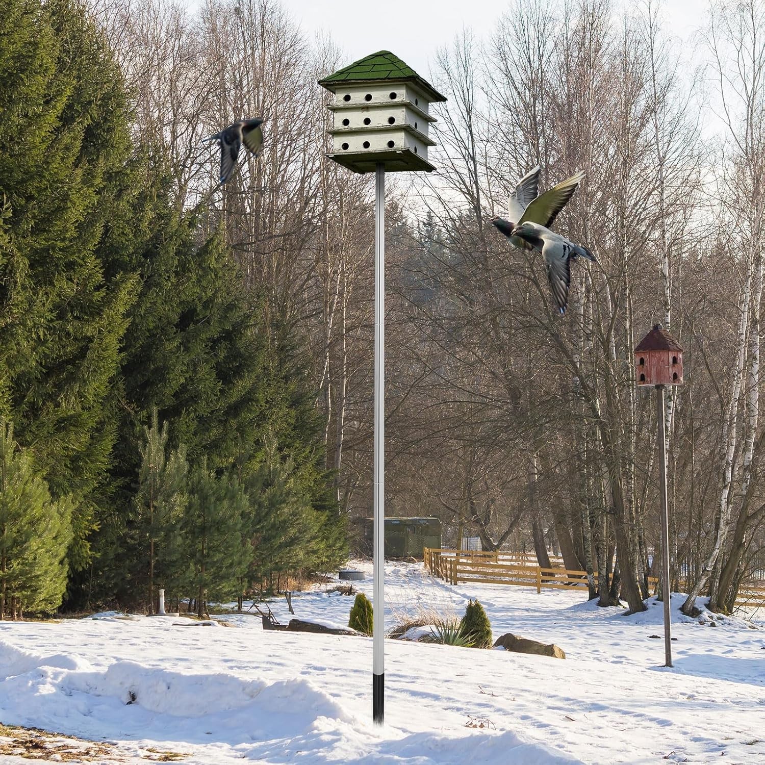 Tandefio 15 ft Telescoping Purple Martin House Pole with Ground Socket Heavy Dut