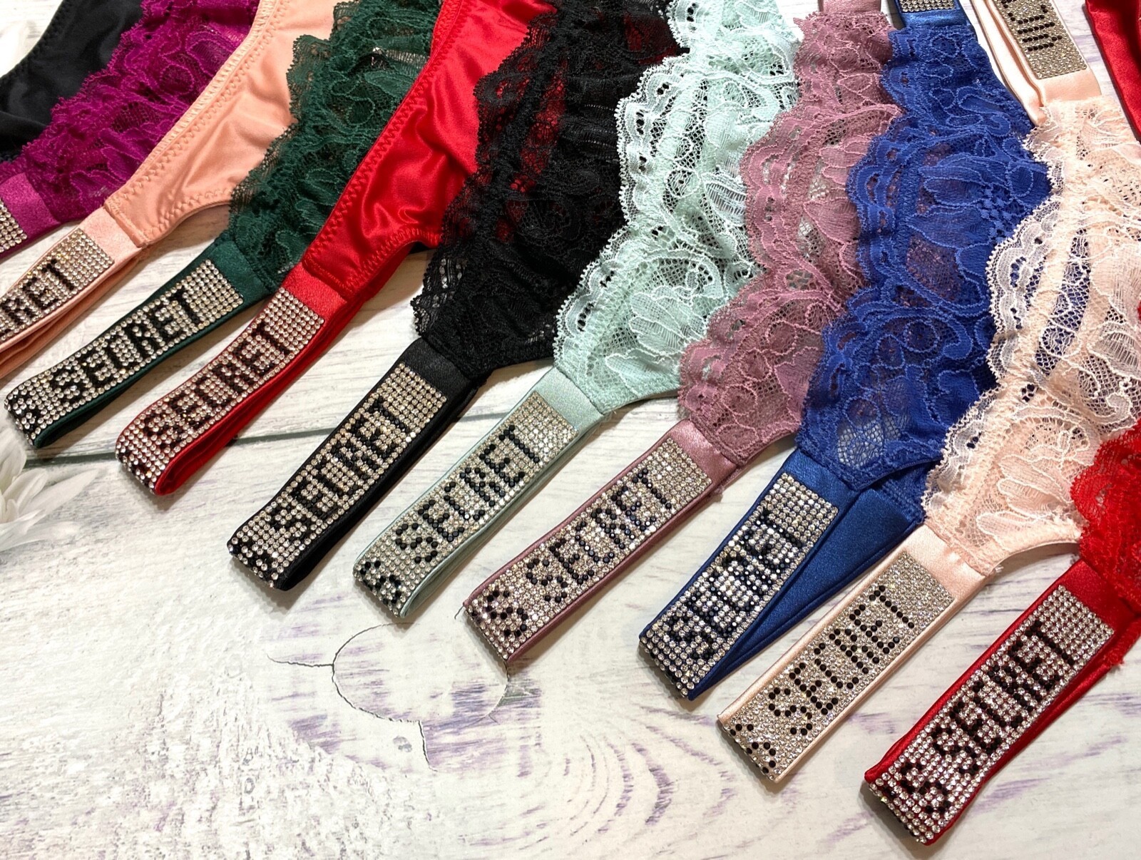 Victoria's Secret Shine Strap Thong Bling Very Sexy Panty Rhinestone All Sizes