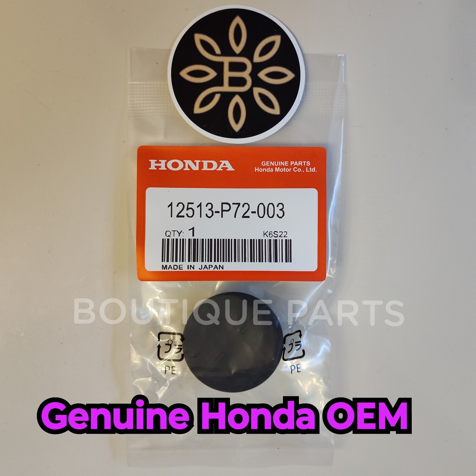 Genuine OEM Cylinder Head Plug Cap Timing Cover 12513-P72-003 for Honda Acura