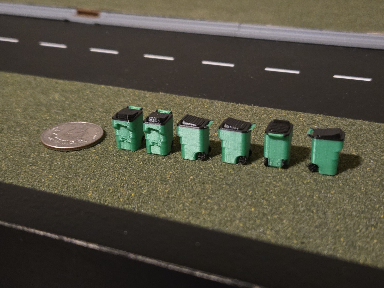 1/87 Scale Trash Bins *6 Pack* in Green