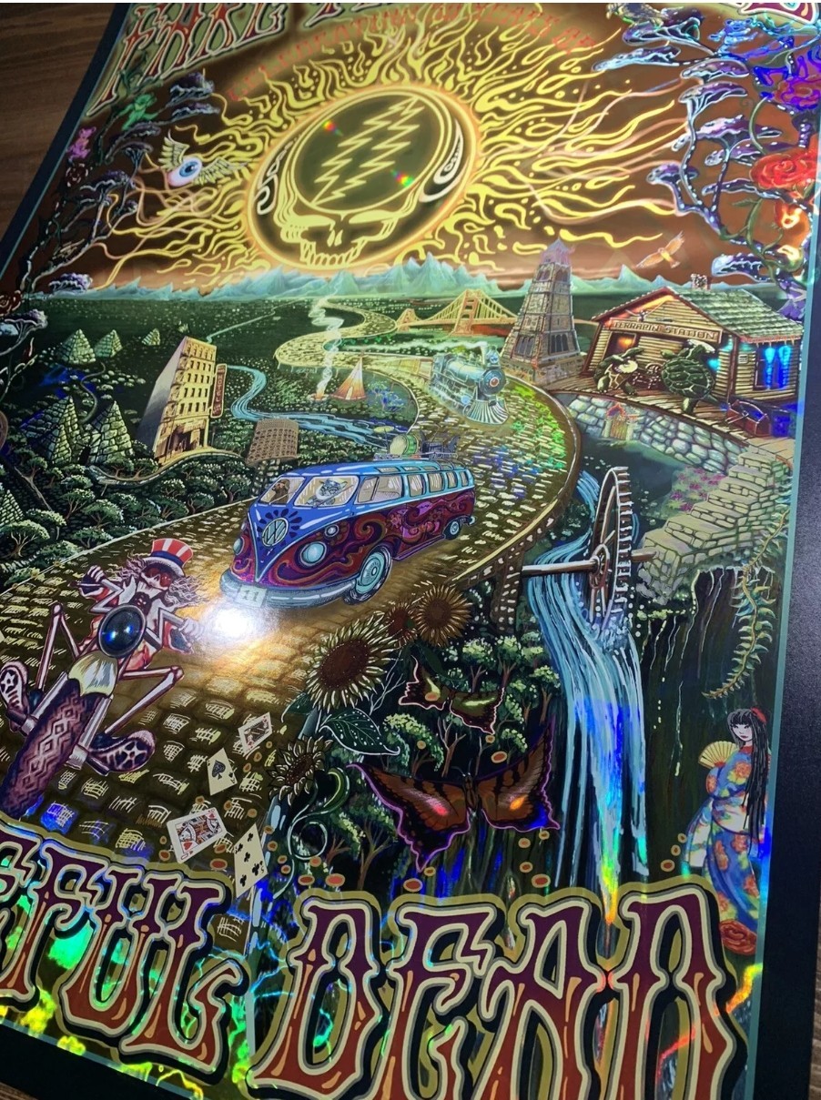 Grateful Dead Poster Mike DuBois Fare Thee Well Foil Hologram Art Golden Road 50