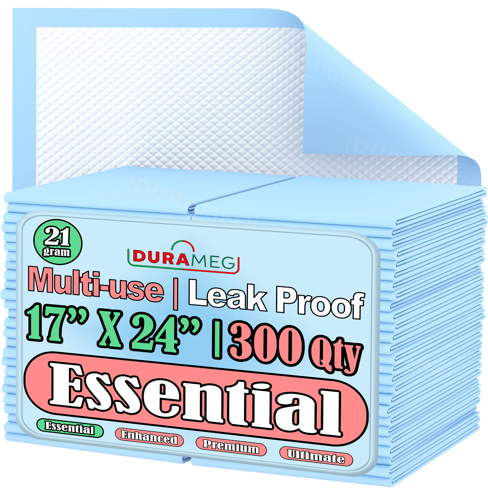 Chucks Pads [300-Pads] Underpads 17x24 Bed & Pee Pads | Puppy Pads | Chux Pads