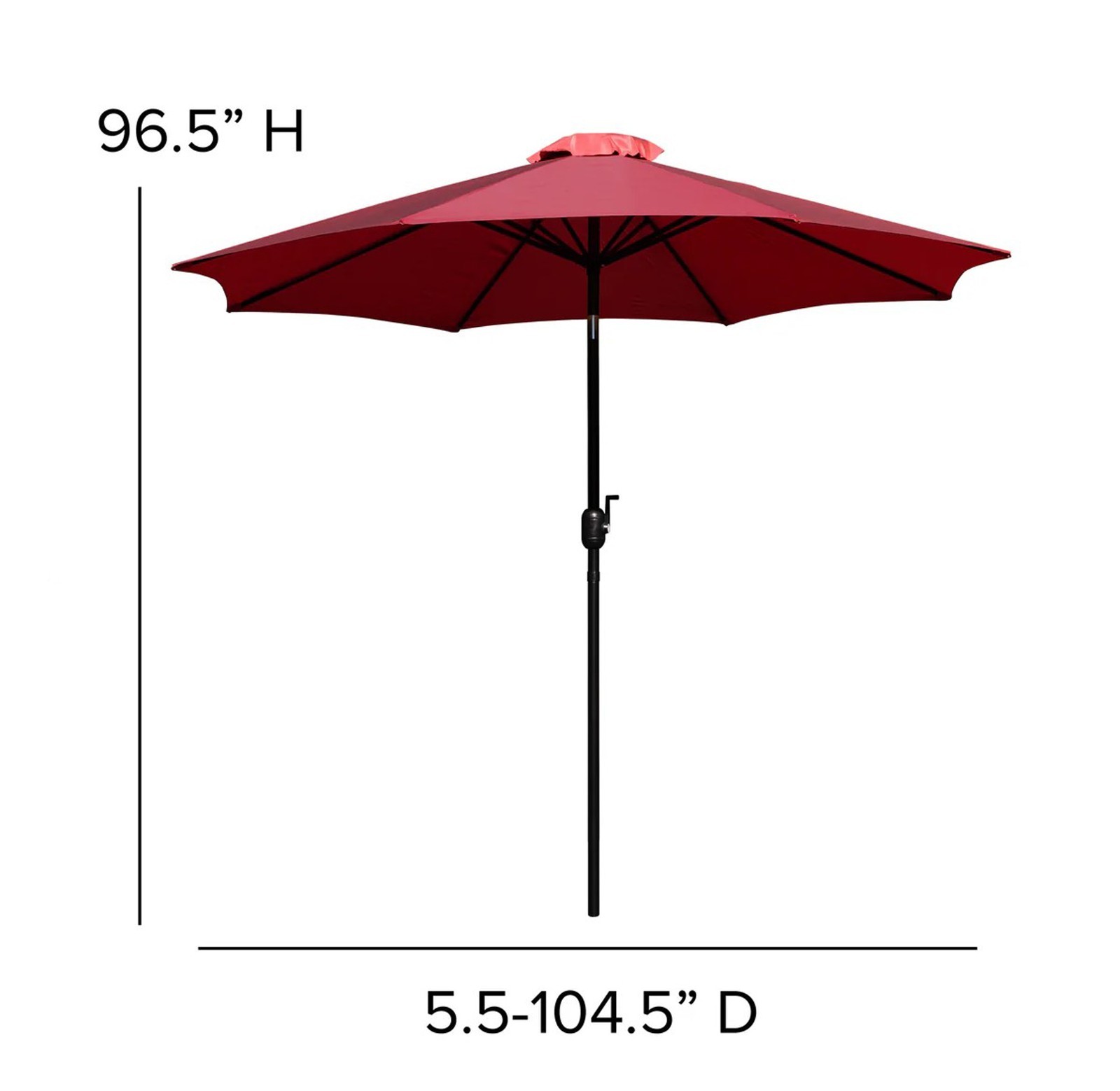 9 FT Outdoor Patio Round Umbrella Aluminum Pole Crank and Tilt Function RED
