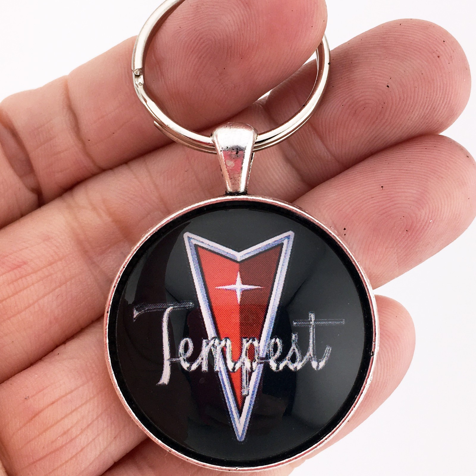 Vintage Pontiac Tempest Chrome Badge Arrowhead Emblem 1.2" Diameter Keychain