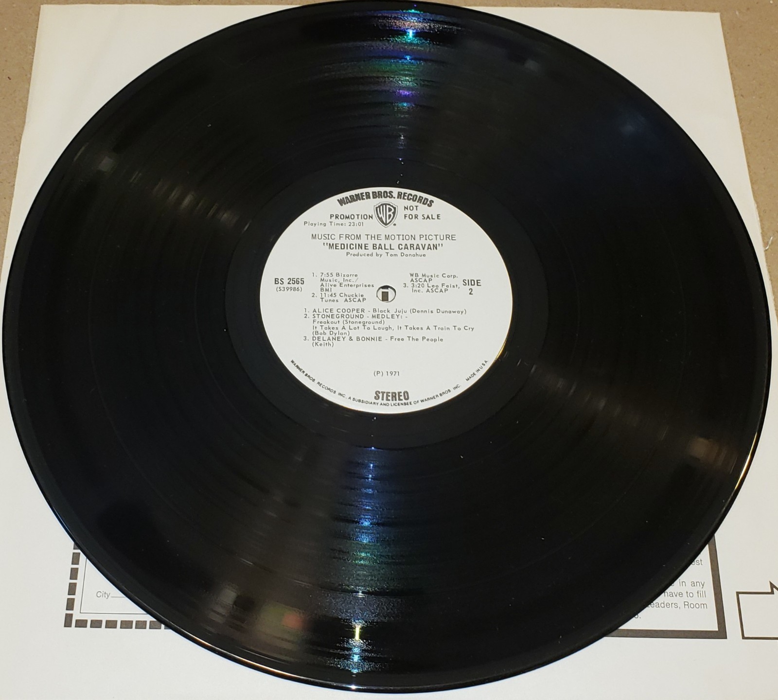 MEDICINE BALL CARAVAN RARE 1971 WHITE LABEL PROMO VINYL MINT-/MINT- ALICE COOPER