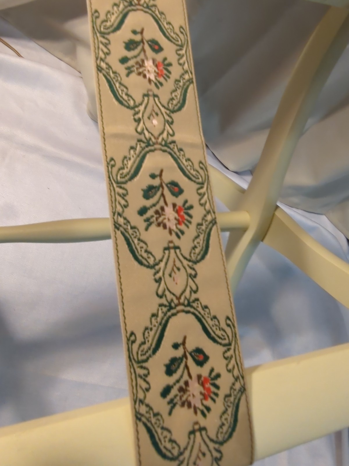 Vtg Scheibe Wood Folding Luggage Suitcase Rack Hotel Stand Tapestry Straps Ivory