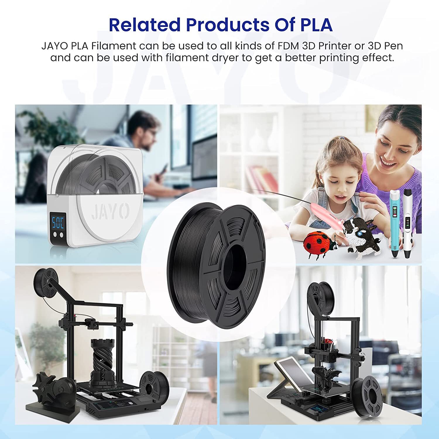 Bundle JAYO 10KG 20KG 30KG PLA PLA+ 1.75MM 3D Printer Filament Black White LOT