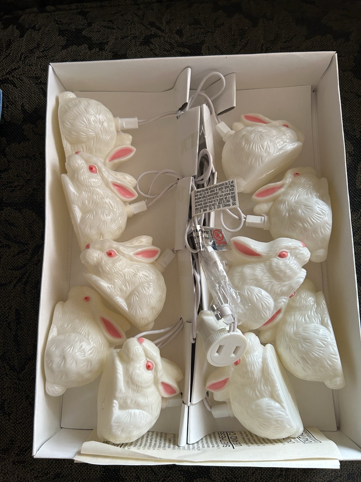 Vintage Bunny 10 Light String Blow Mold Set - NEW Easter Spring