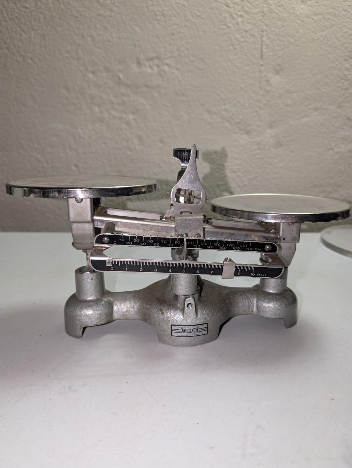 Vintage W. M. Welch Scientific Metal Balance Scale 210 Grams Made In USA