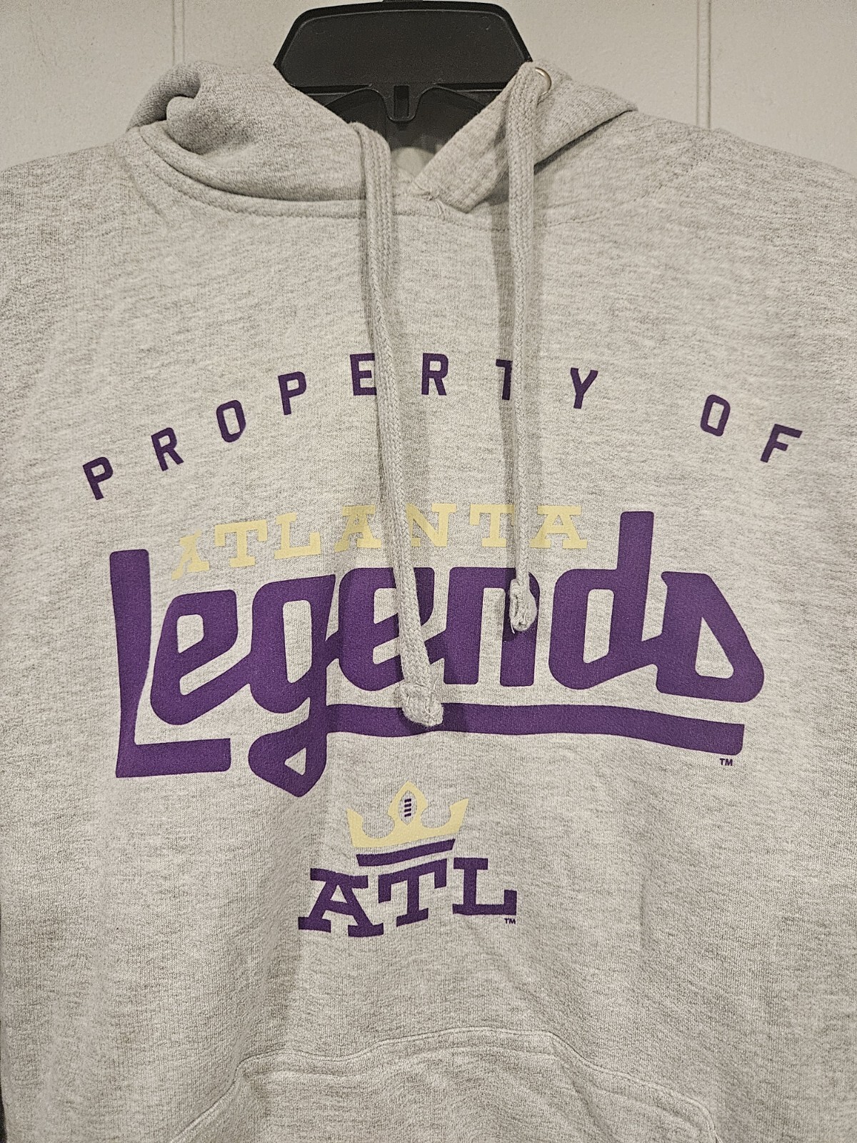 GIII Sports Atlanta Legends AAF Gray Hooded Sweatshirt Sz Large Pouch Pocket NWT