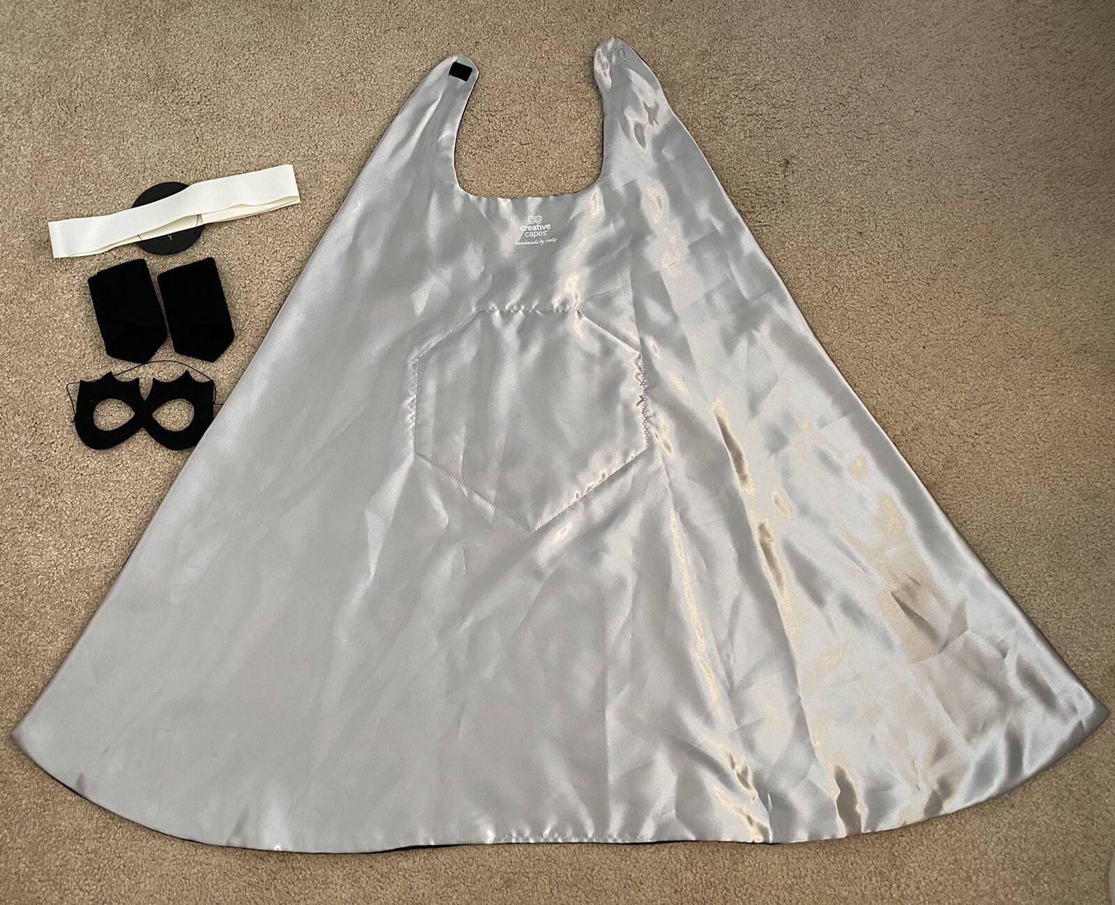 Creative Capes Hero Set Black & Silver W Costume Handmade Boy Girl Dress-up