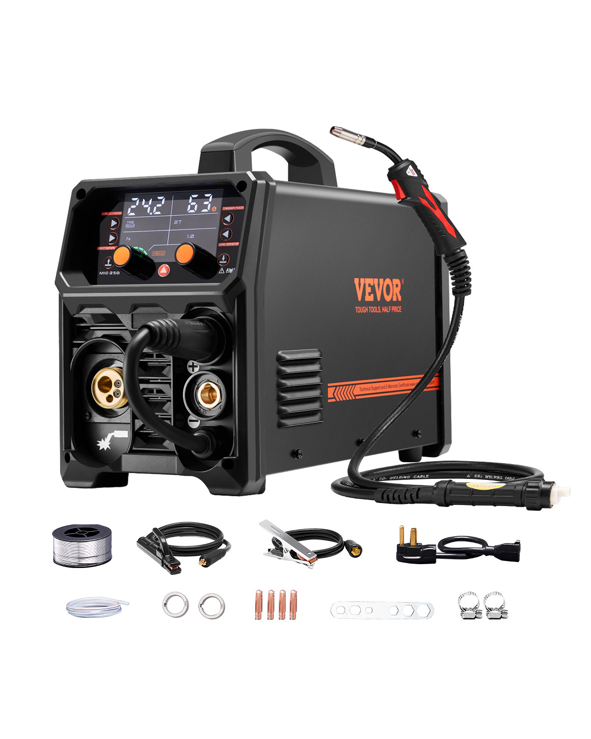 VEVOR MIG Welder 250A Pluse Mig Welding Machine 5-in-1 Synergic Welder Machine