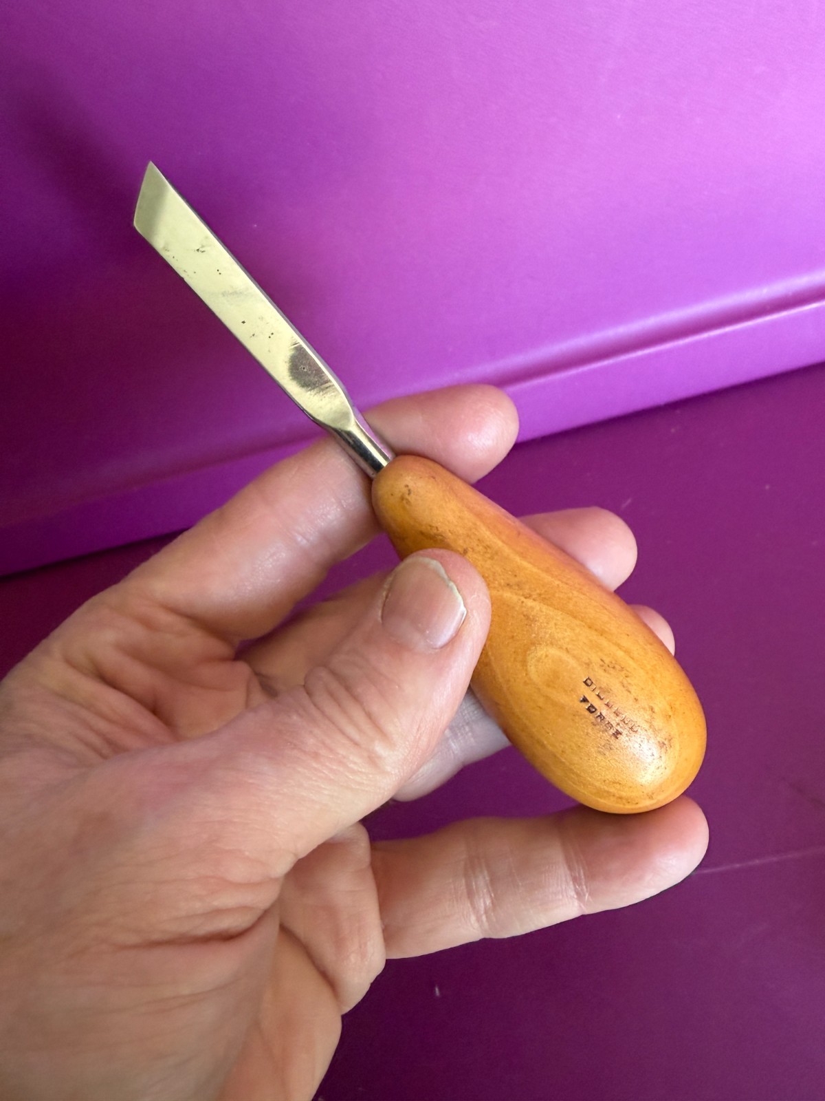 RARE Diobsud Forge 7/16" Wide Double Bevel Woodcarving Skew Chisel In VGC!