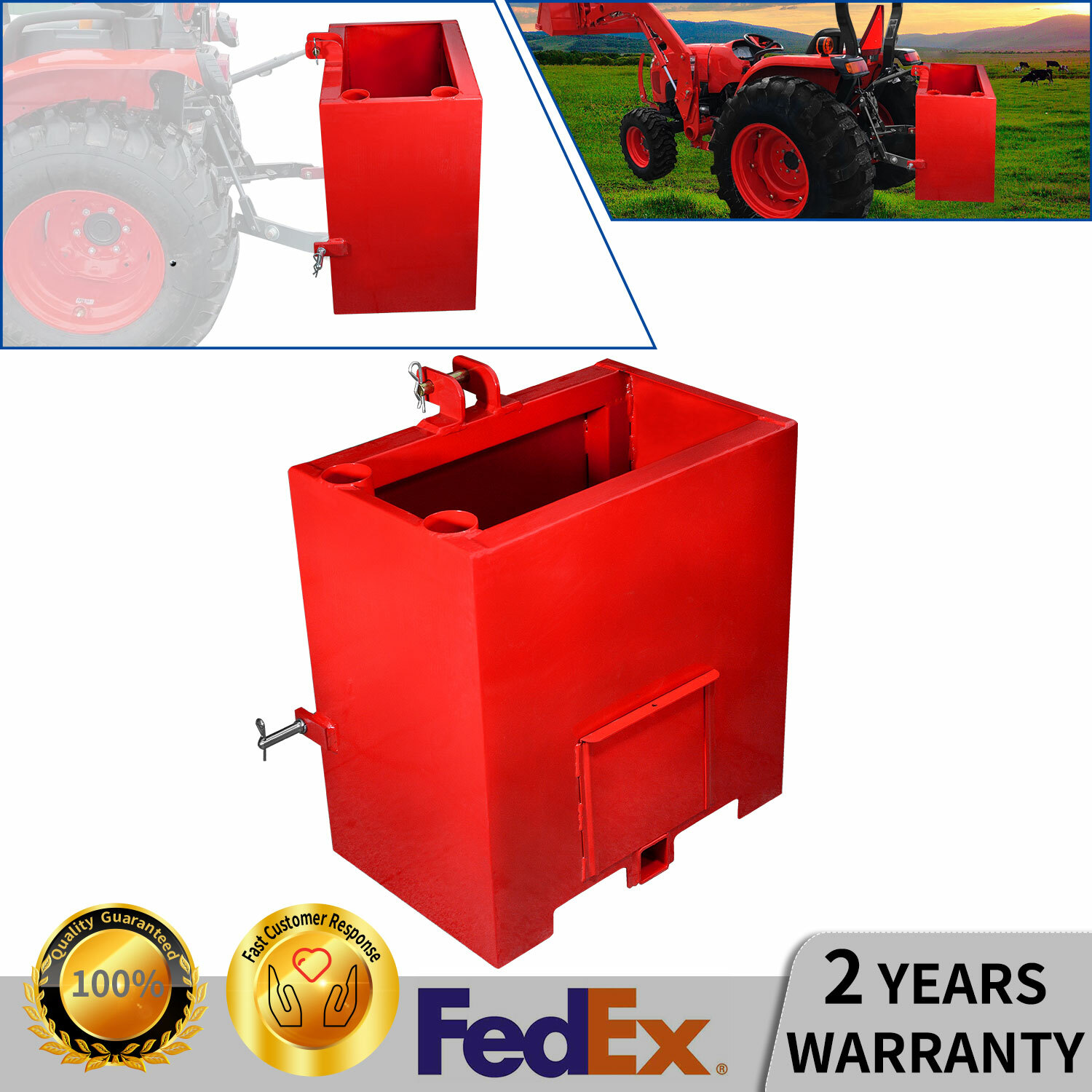 Honistar Tractor Counterweight Ballast Box 3 Point Quick Tach Hitch Receiver US