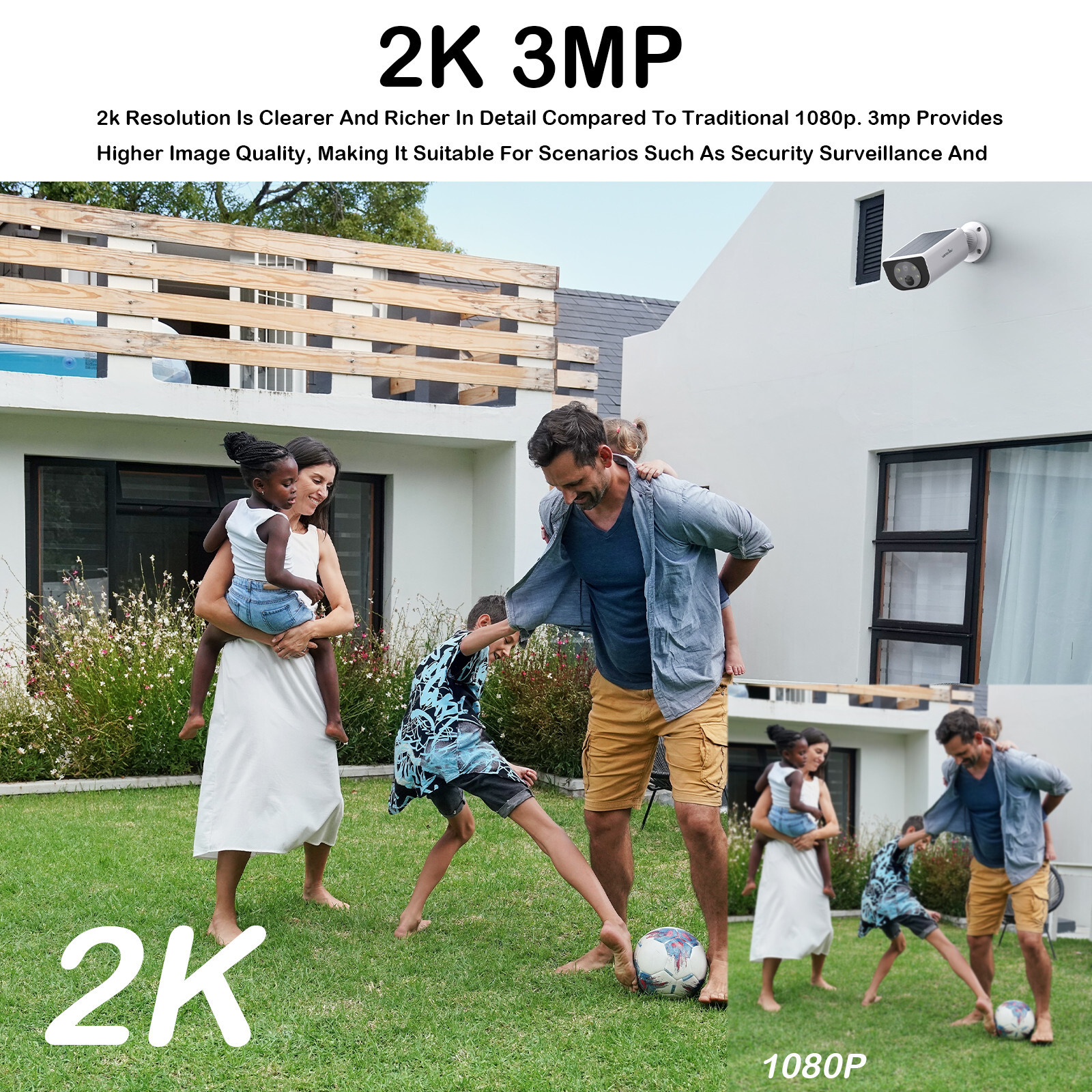 2 Pack Wansview 2K 3MP Solar Camera Outdoor Wireless 2.4Ghz WiFi Human Detection