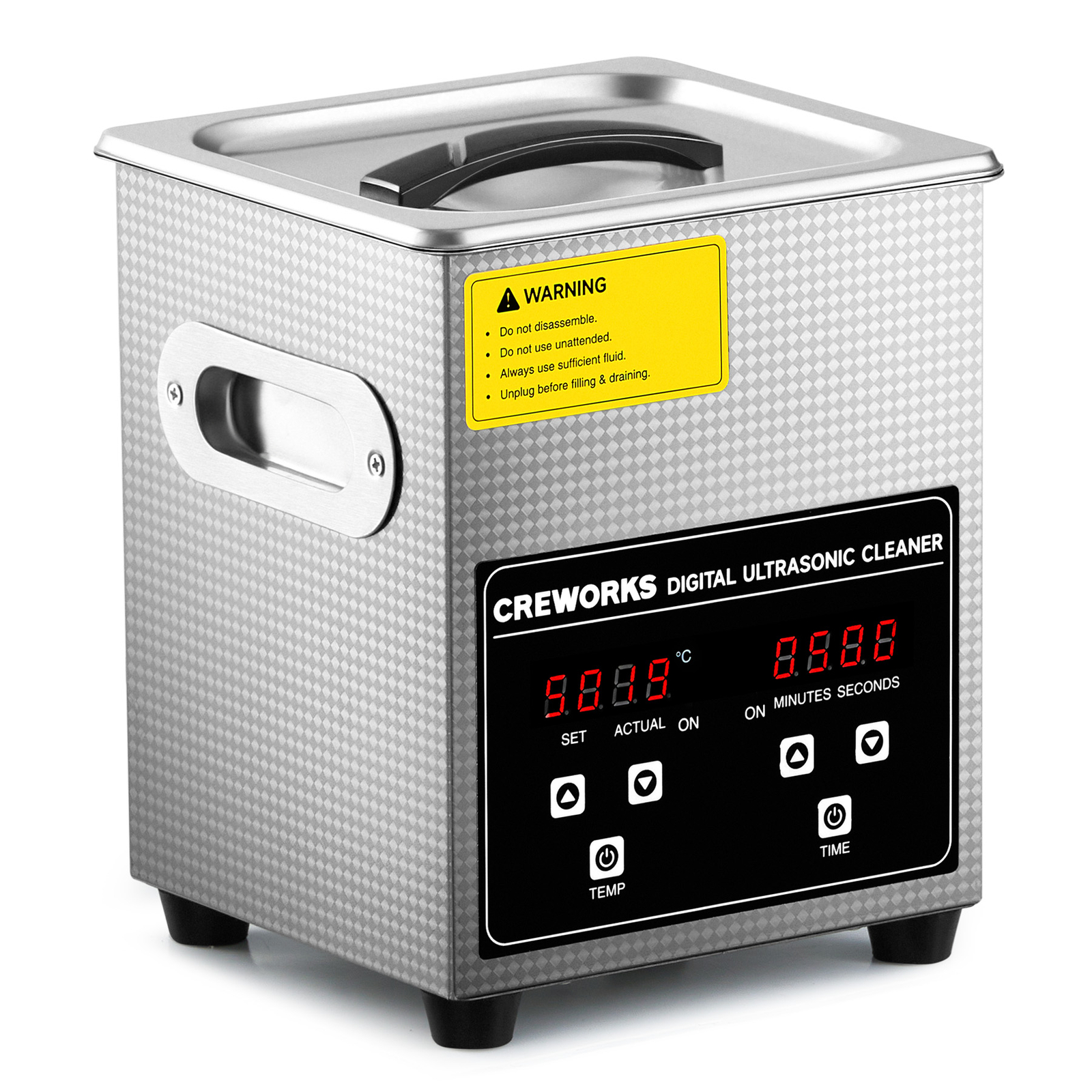 CREWORKS Ultrasonic Cleaner Stainless Steel 2L Industry Heated Heater W/ Timer