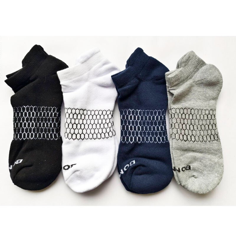 4 pairs BOMBAS Men's honeycomb Cushion Ankle Socks Size Large 4 Colors Mix