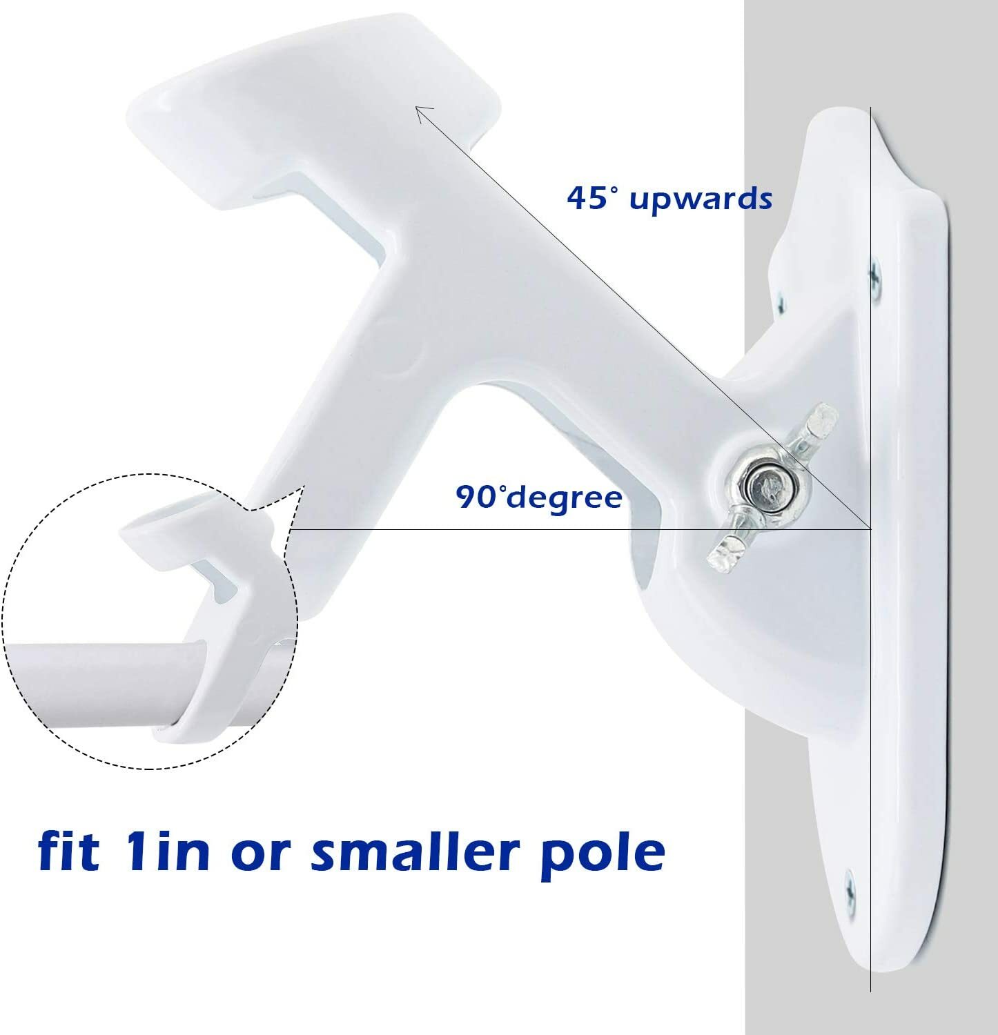 Flag Pole Holder 1'' Two-Position Iron Cast Rust Free Mounting Bracket for House