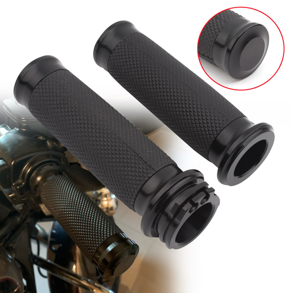 Pair Aluminum 1" Black Handle Bar Hand Grips Fit For Harley Sportster Road King
