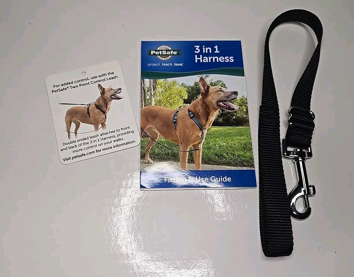 PetSafe 3 in 1 Dog Harness-MEDIUM-Teal-No Pull Design-Car Restraint-Reflective