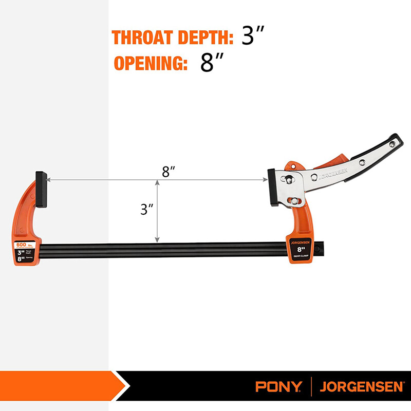 Jorgensen 2Pack 12-inch/4-inch/8-inch Bar Clamp Set Quick Release Gear Clamp Set