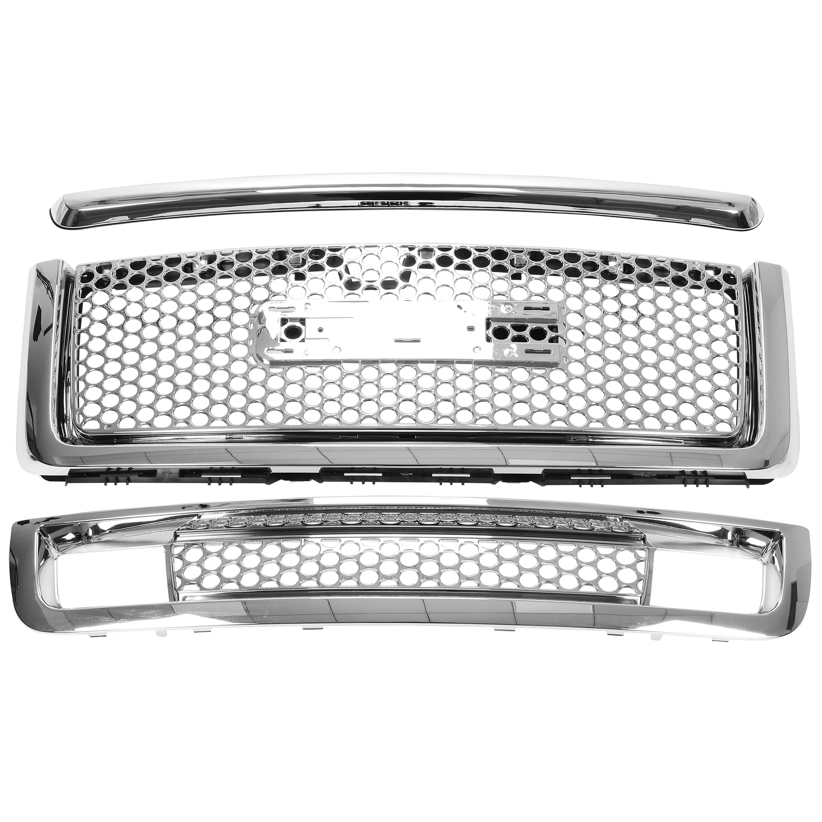 For 2007-13 GMC Sierra 1500 Denali Pickup Upper Lower Grille Hood Molding Chrome