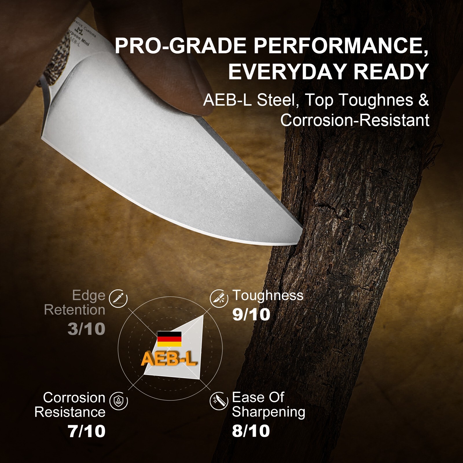 Kizer Mini Harpoon Drop Point Fixed Knife AEB-L Blade Micarta Handle With Sheath