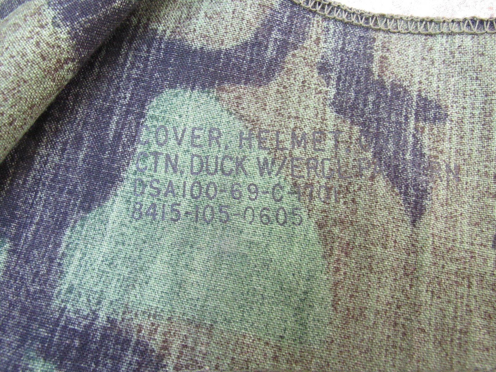 US Vietnam Era M1 Helmet Cover Erdl Woodland Camouflage Dated 1969 Original