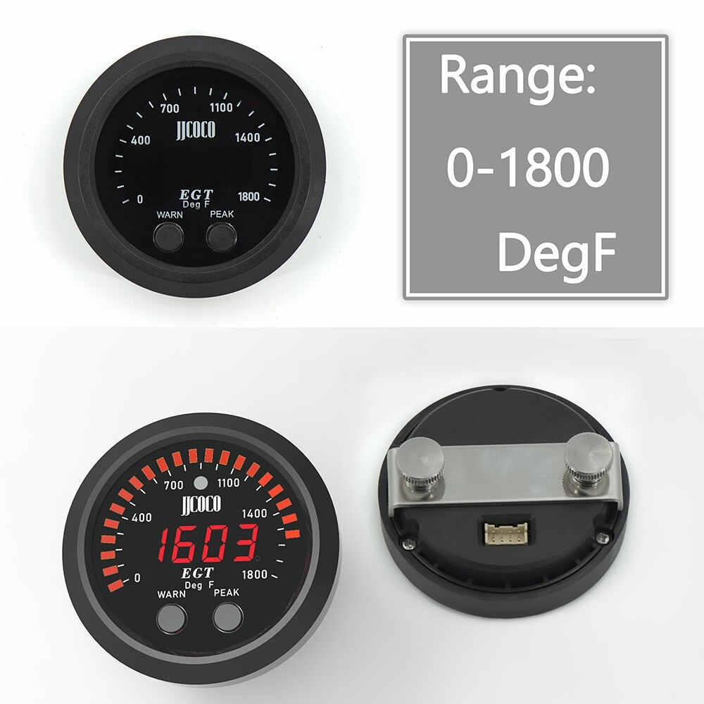 Universal 52MM S-Series Exhaust Temperature Gauge Ultra-Thin Round 0-1800 F