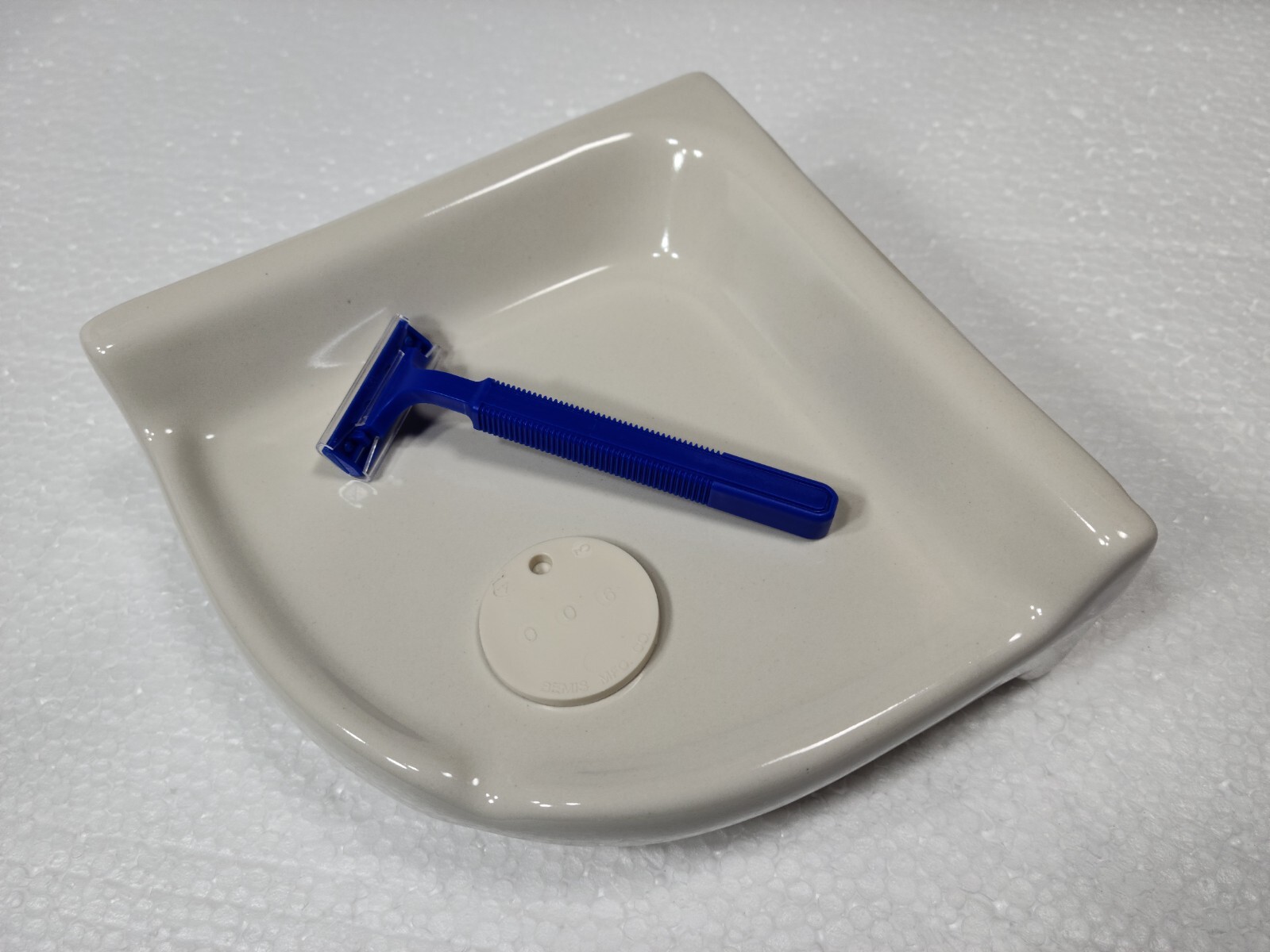 Beige Almond Bone Ceramic Shower Corner Tray Soap Dish Shampoo Holder Color 0135