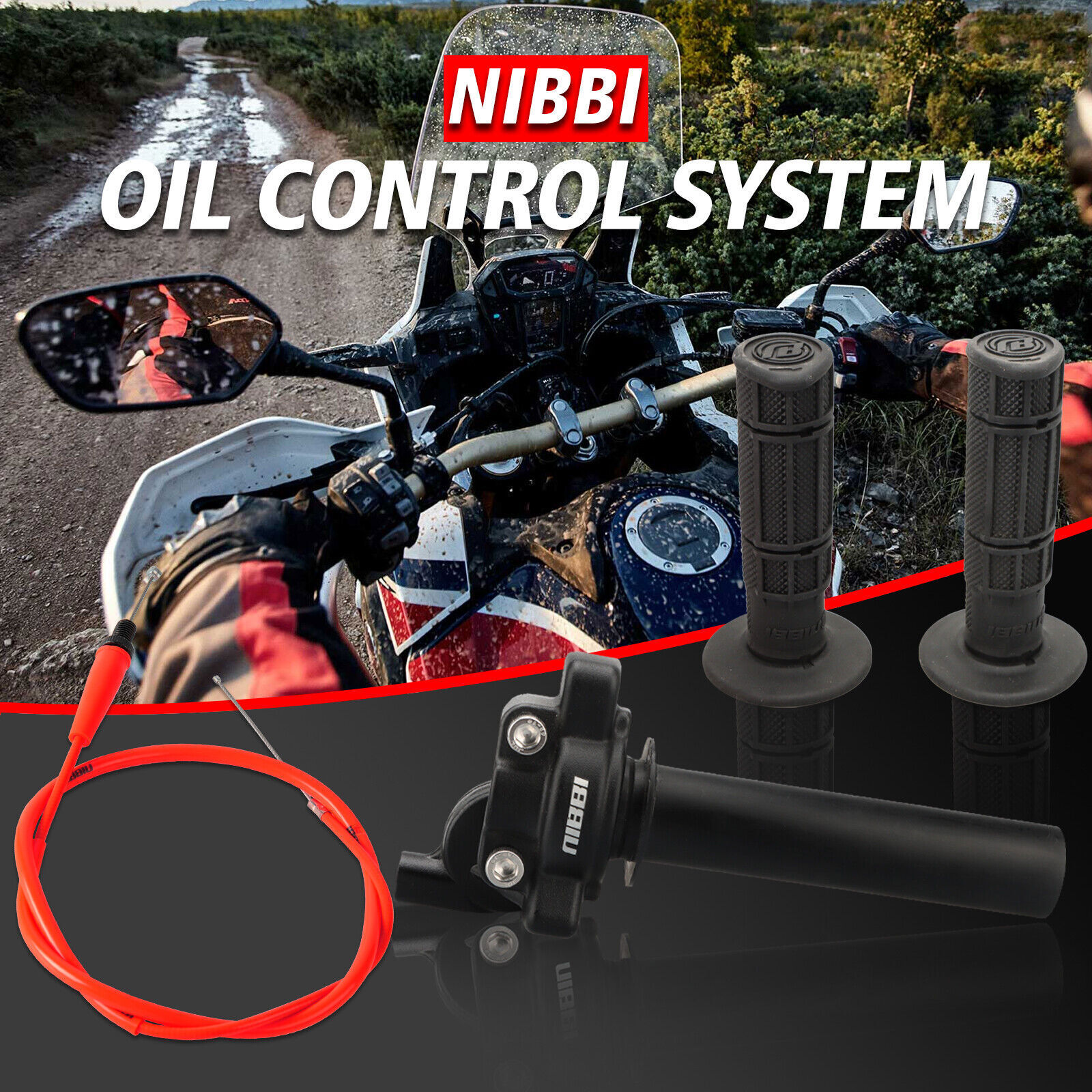 NIBBI 7/8" 22mm Dirt Pit Bike Twist Throttle Accelerator Handlebar Grip Cable