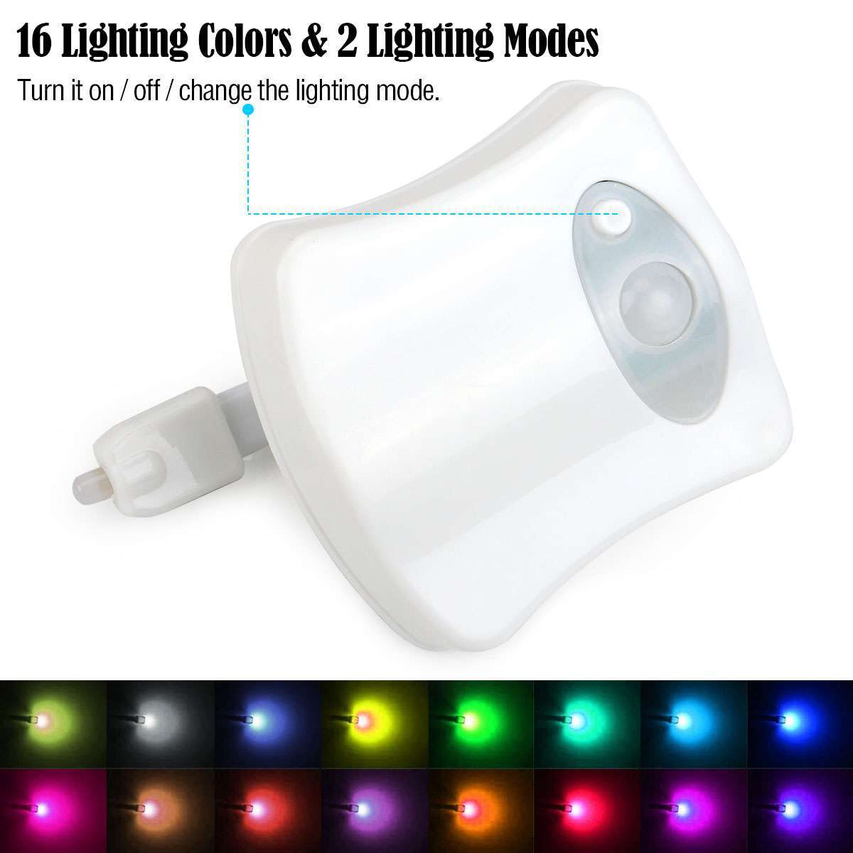 4Pcs 16 Color LED Toilet Night Light Motion Activated Sensor Bathroom Bowl Seat