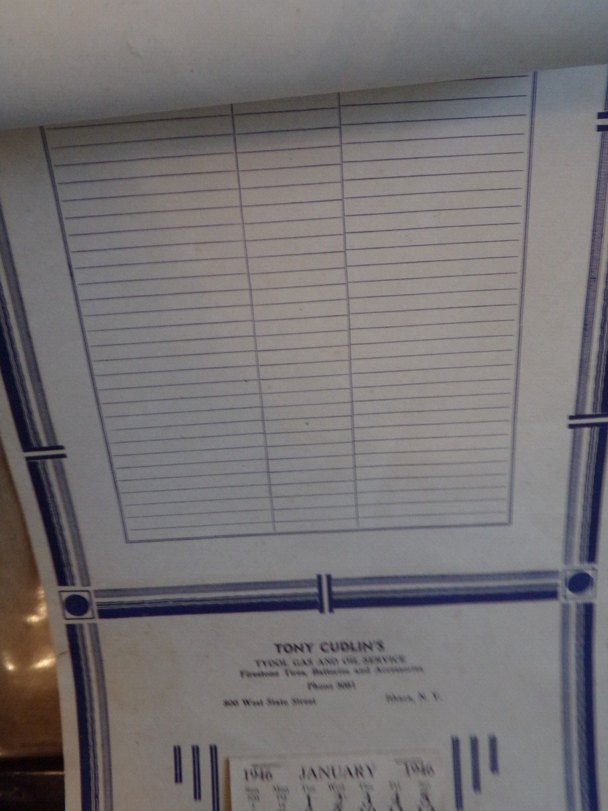 Vintage 1946 TYDOL Calendar Excellent Condition