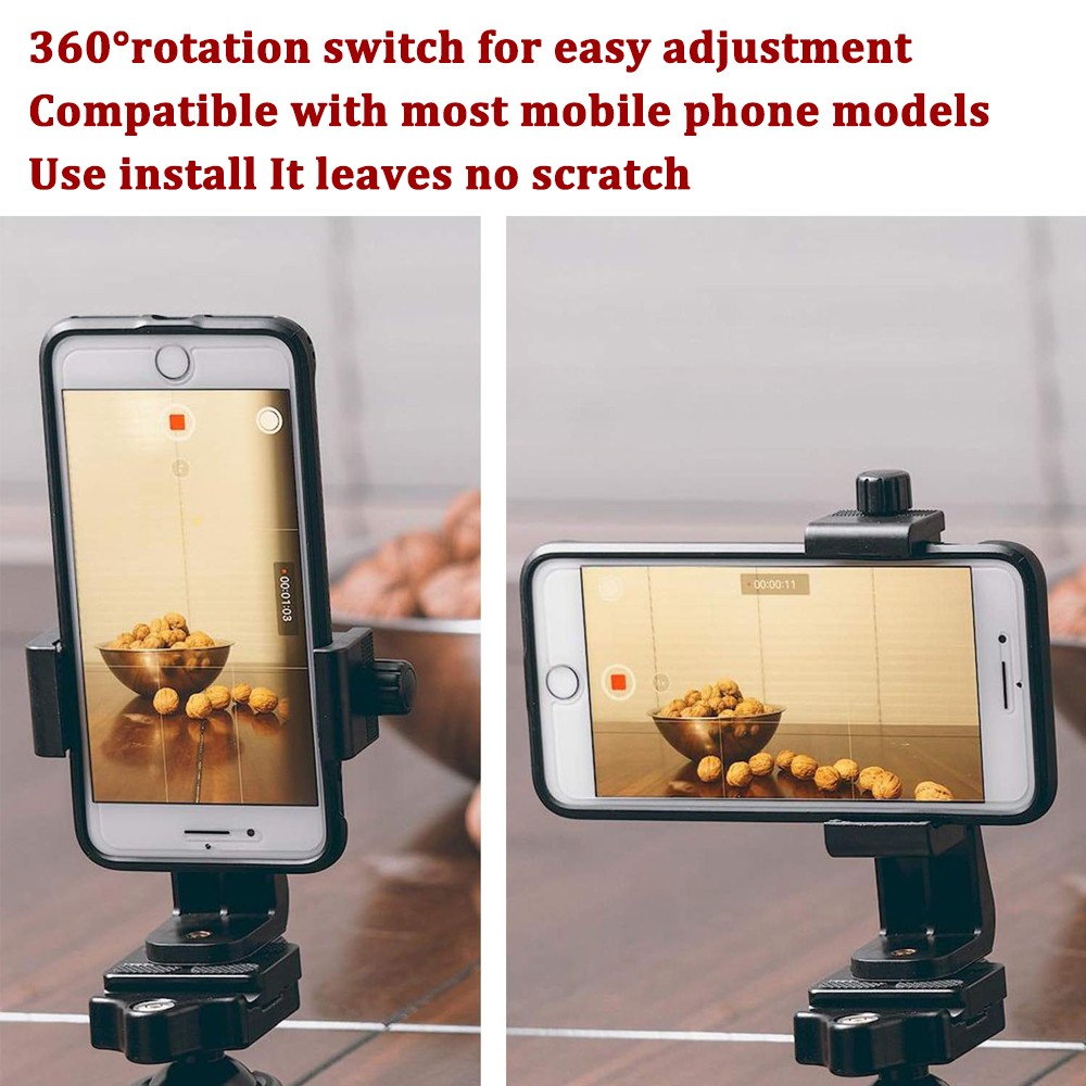 360° Phone Holder/Vertical and Horizontal Tripod Mount Adapter Rotatable Bracket