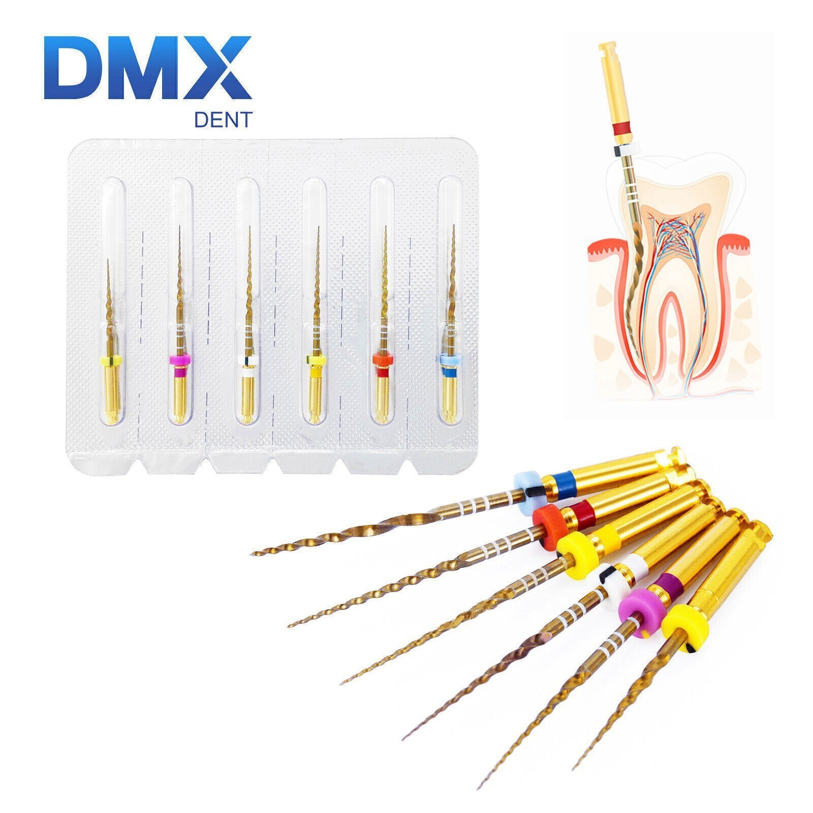 DMXDENT PT-GOLD/BLUE Taper X-Pro Endo Files Dental NITI Rotary Root Canal File