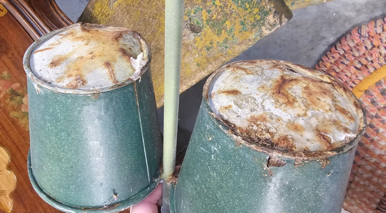 Antique standing 2 pot flower pot bird decorative unique garden