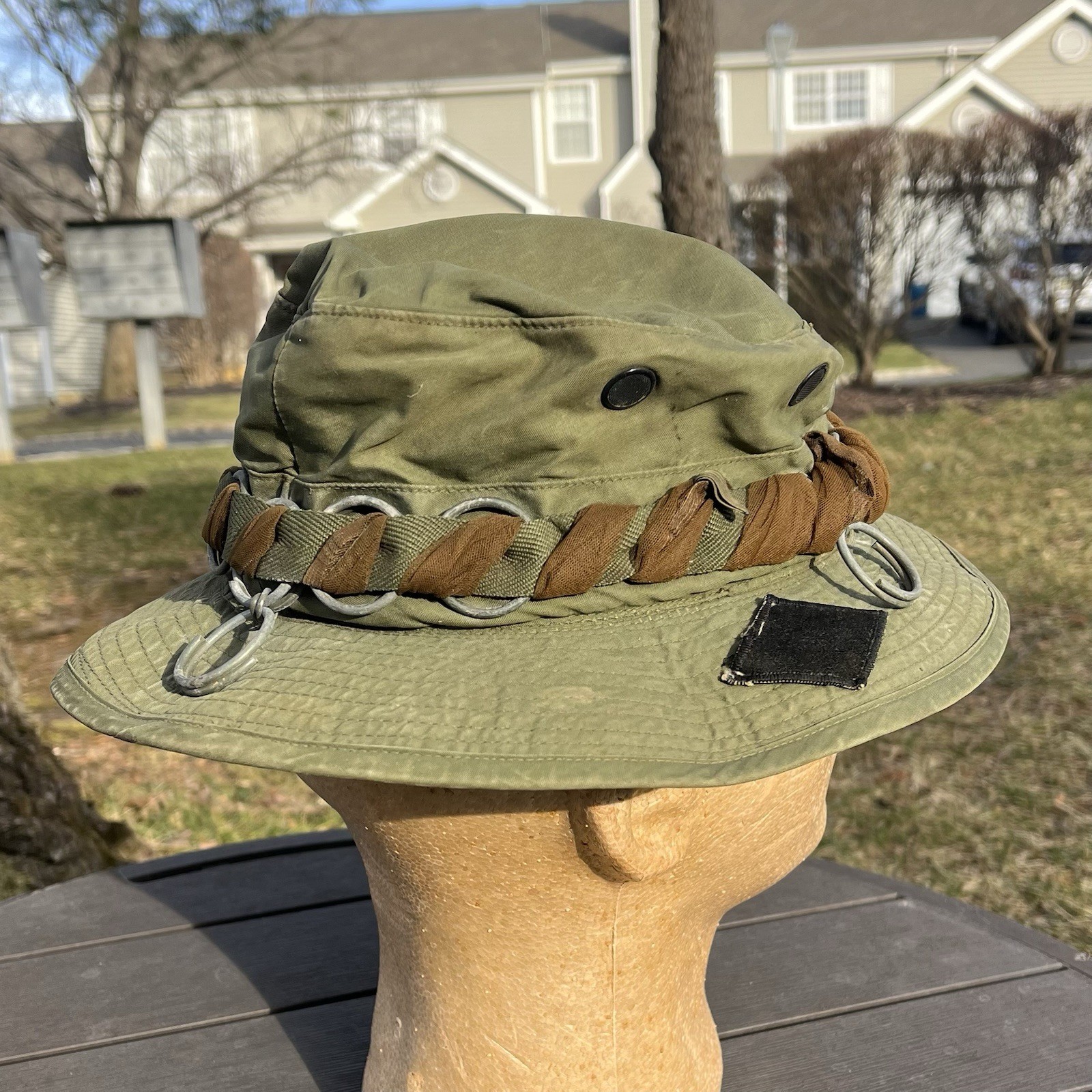 Vietnam War 5th Infantry Division Poplin Boonie Theatre Made Patch Grenade Pins