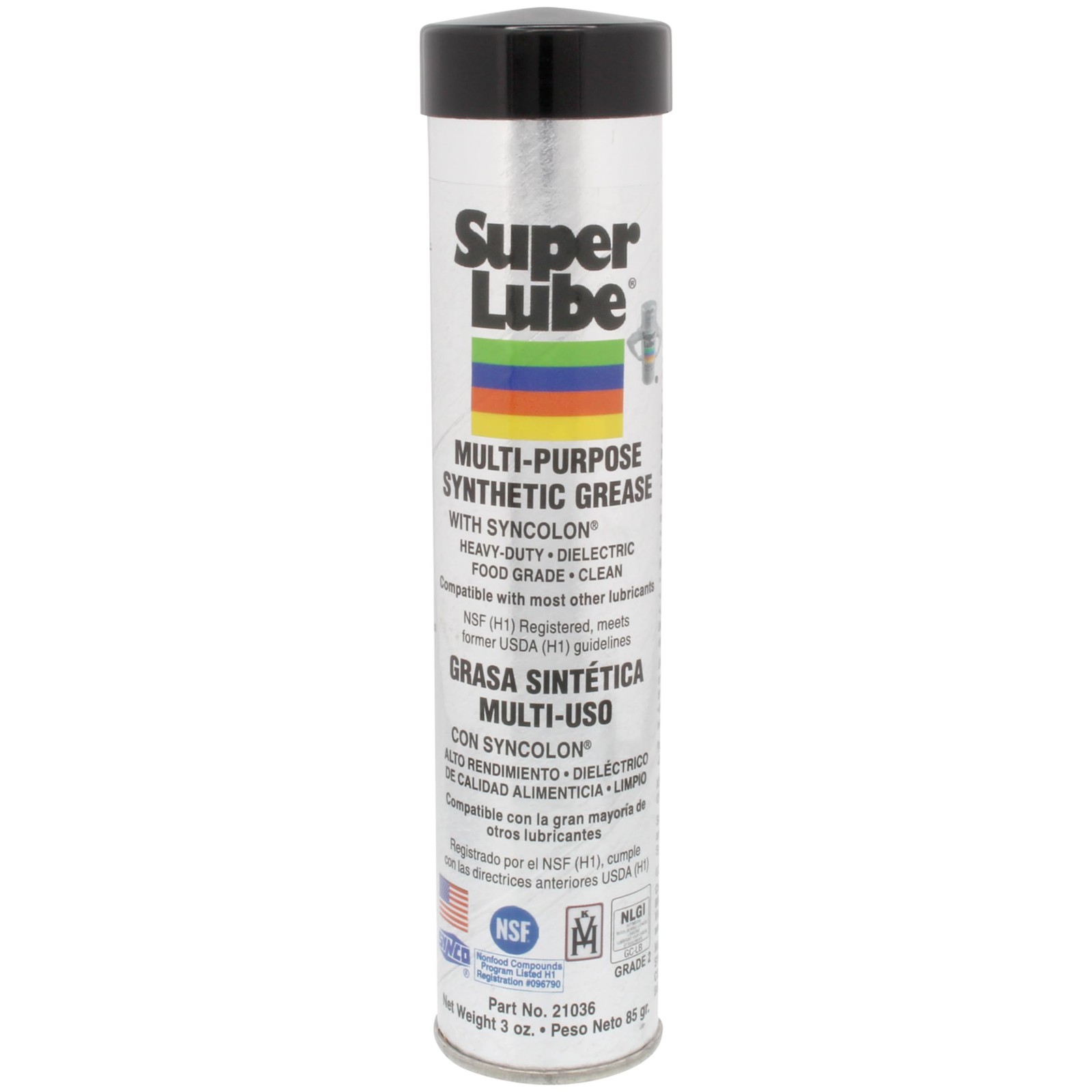 Super Lube 21036 Synthetic Grease (NLGI 2), 3 oz Cartridge, Translucent White