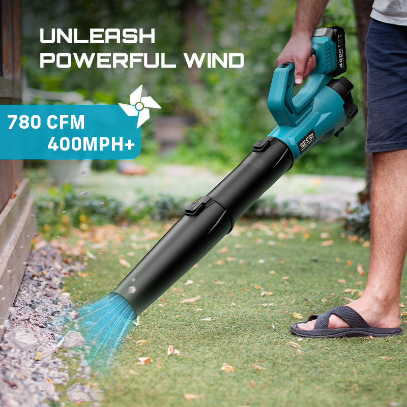 Seesii Cordless Leaf Blower Brushless 780CFM Electric Airblower 2x4.0 Ah Battery