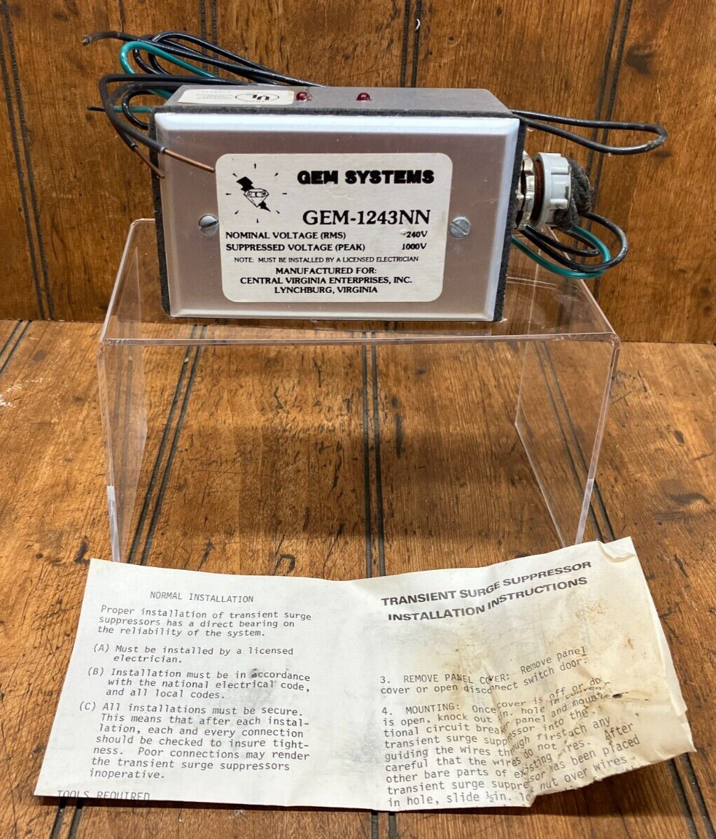 NEW Gem Systems GEM-1243NN Transient Surge Suppressor Nom 240V Suppressed 1000V