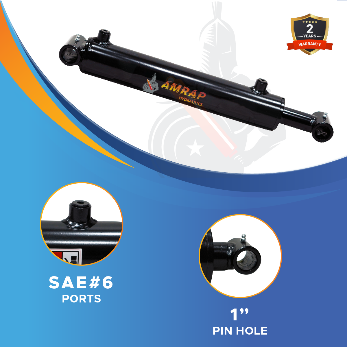 2x16 Hydraulic Cylinder 2" Bore 16" Stroke Welded Cross Tube Double Acting