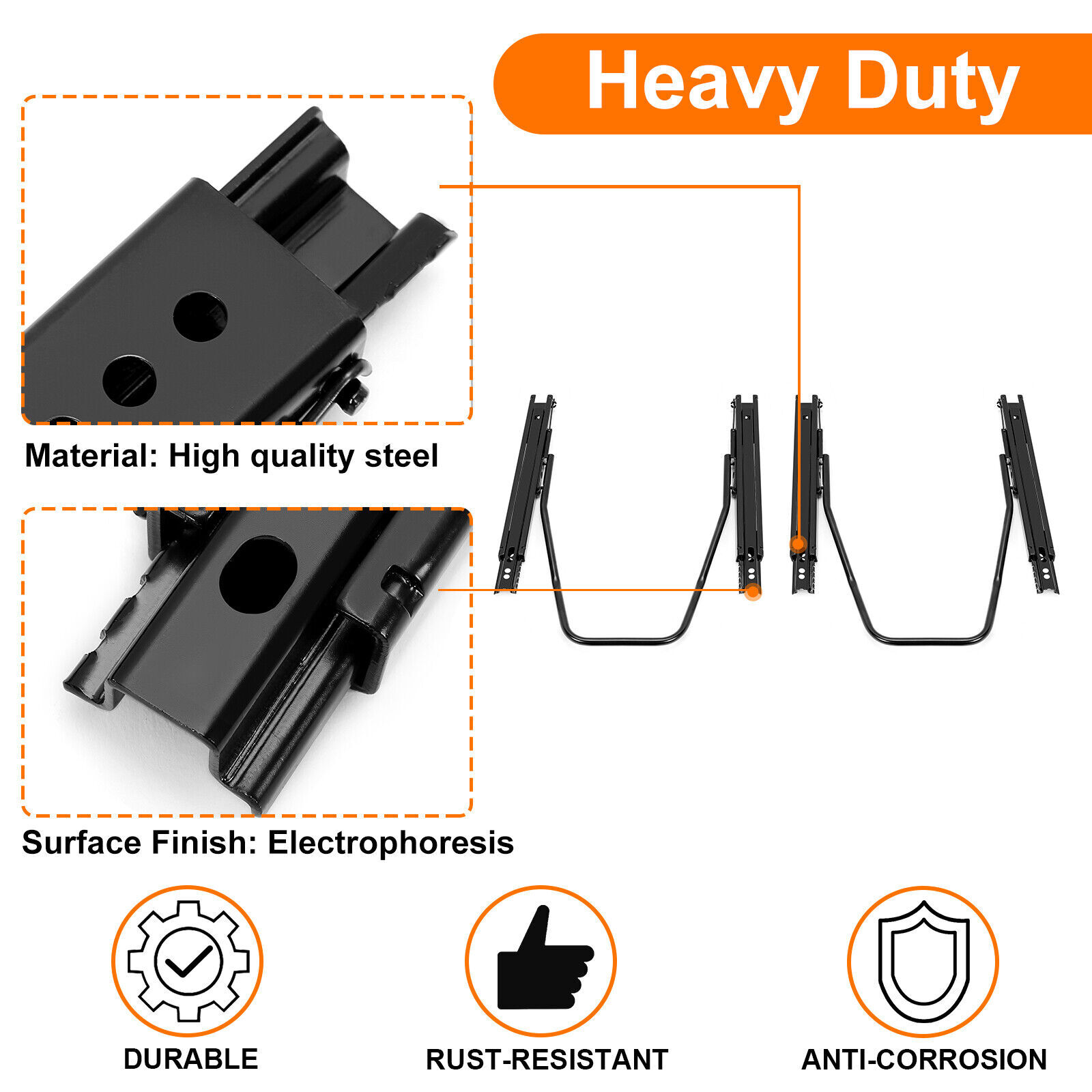 2x Universal Dual Lock Seat Sliders Rails Bracket Track Aessembly Mount Hardware
