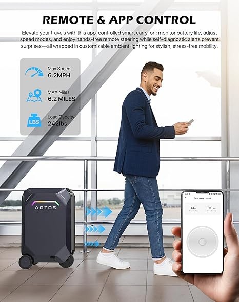 20" ELECTRIC SMART RIDEABLE SUITCASE 31L LUGGAGE SCOOTER FOR TRAVEL APP CONTROL~