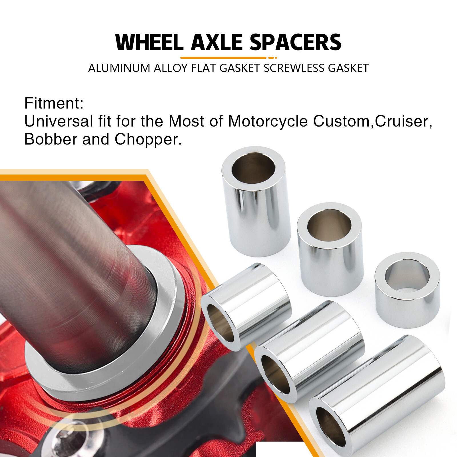 For Harley Wheel Axle Spacers Kit ID 1" To OD 1 1/2" Custom Dyna Softail Touring