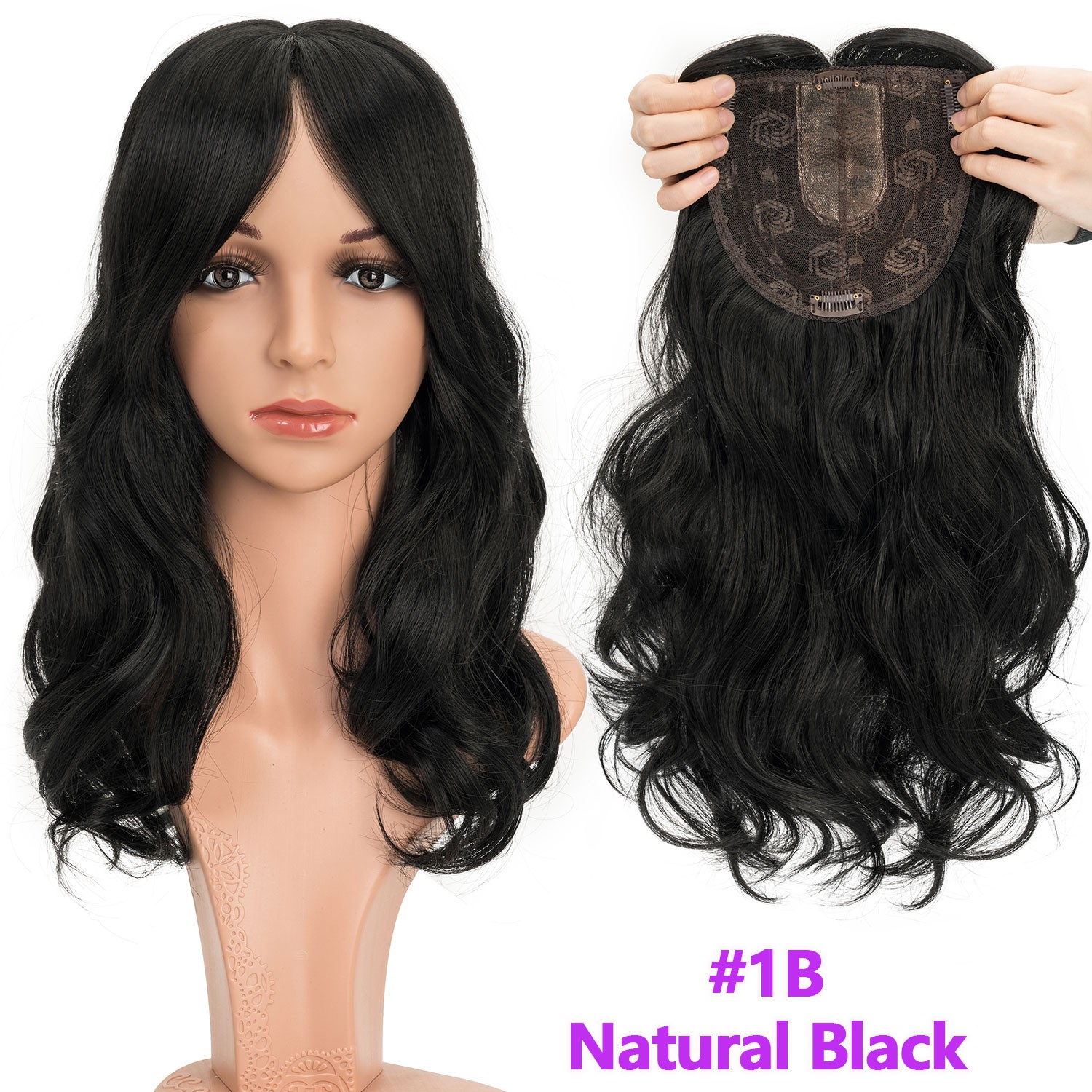 18" Free Part Women Topper Real As Human Hair Top Toupee Piece Clip in Hairpiece