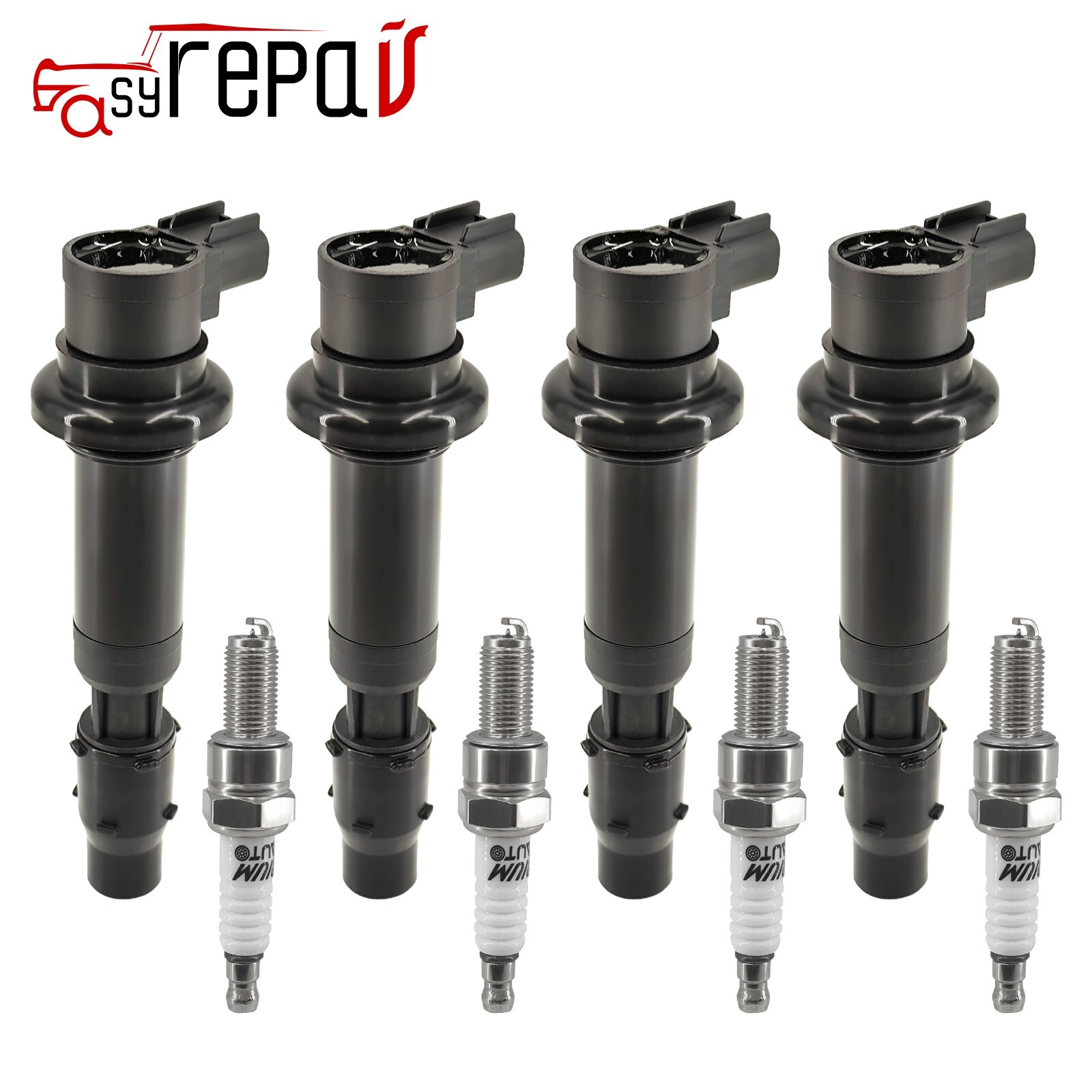 4X Ignition Coil+Spark Plug for Kawasaki 2000-2008 Kawasaki Ninja ZX6R ZX600J