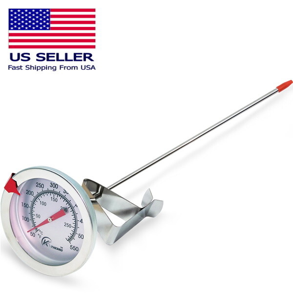 12" Meat Cooking Thermometer Stainless Steel Stem BBQ Grill Deep Fry No Battery