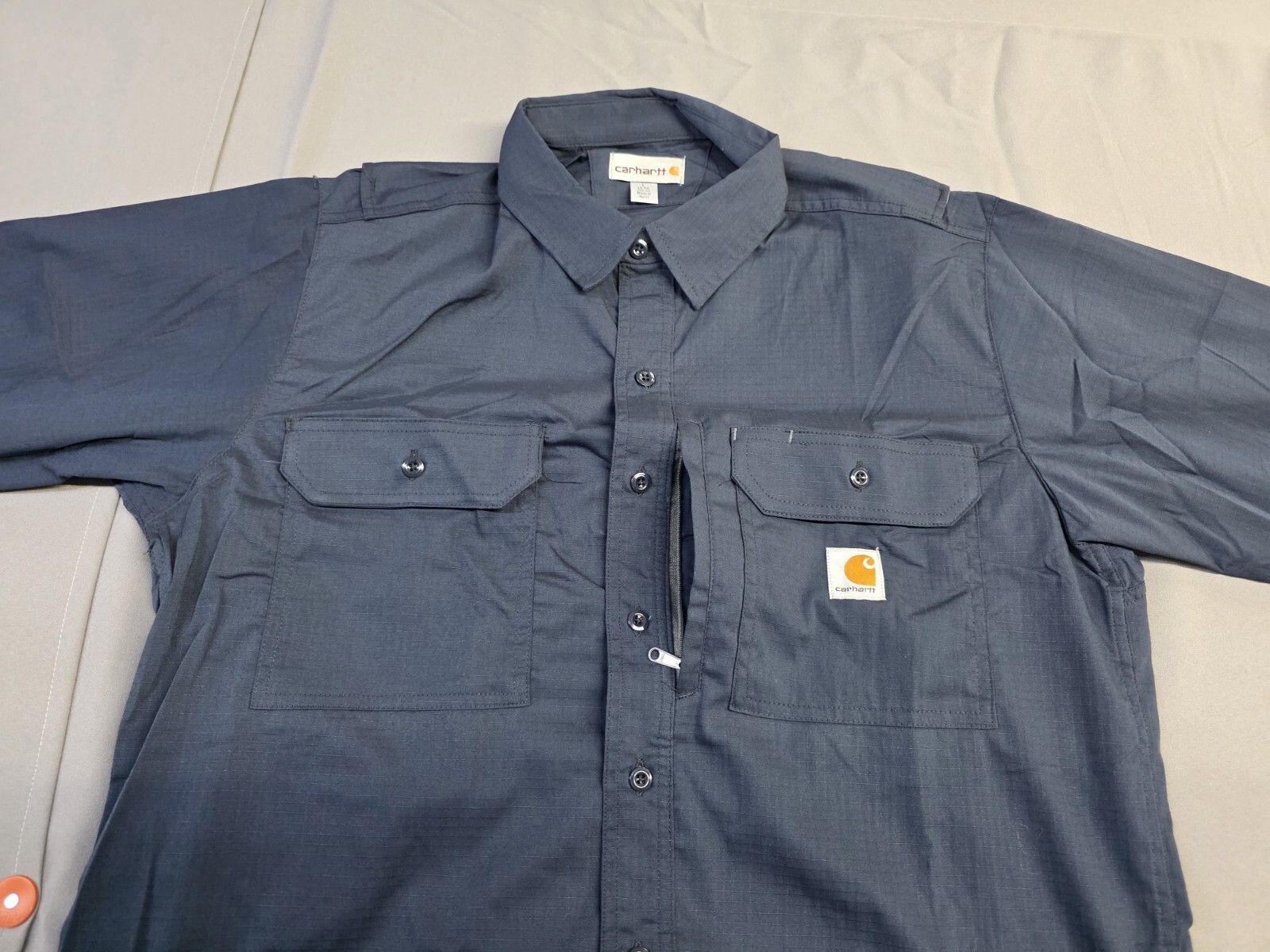 Carhartt Men's Long-Sleeve Button-Down Work Shirt Navy