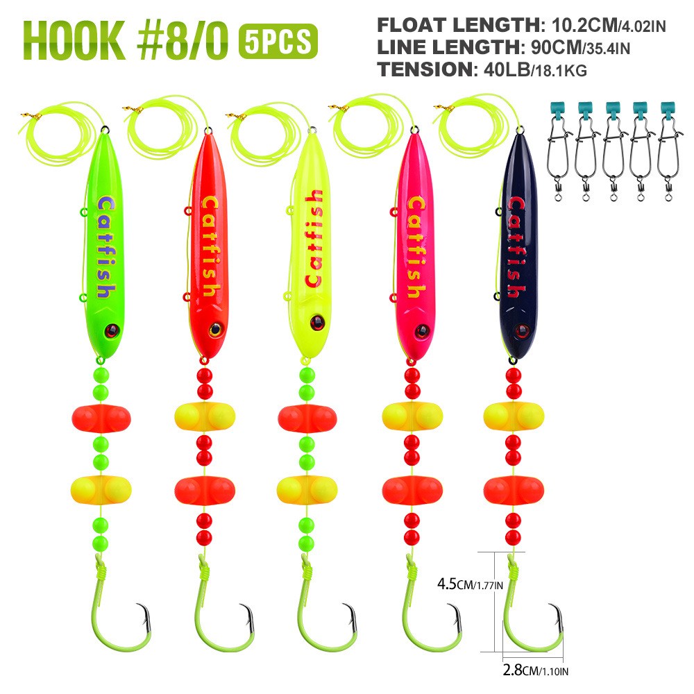 5PCS Catfish Rigs Catfish Float Rigs Catfishing Tackle Santee Rig 8/0# 10/0#
