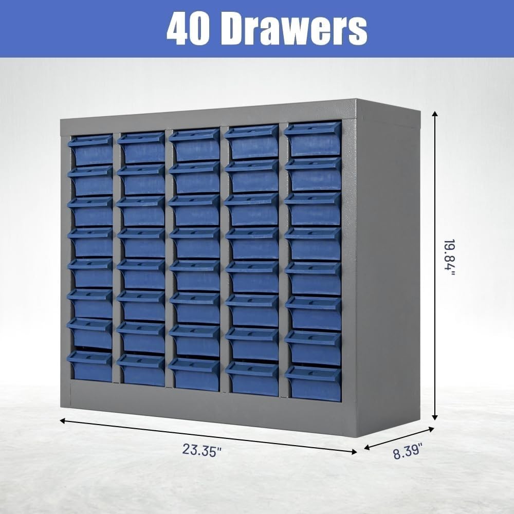 40 Drawers Parts Cabinet, Bolt & Nut Storage, Hardware Tool Organization Shelves